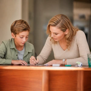 mother-writing to communicate with son
