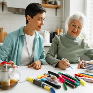 woman drawing to communicate